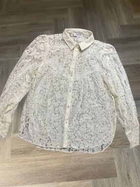 Calligraphie Blouse Womens Small Ivory Lace Edwardian‎ Victorian Cuff Romantic